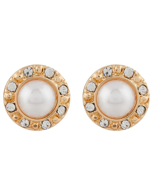 Pearl and Pave Stud Earrings, , large