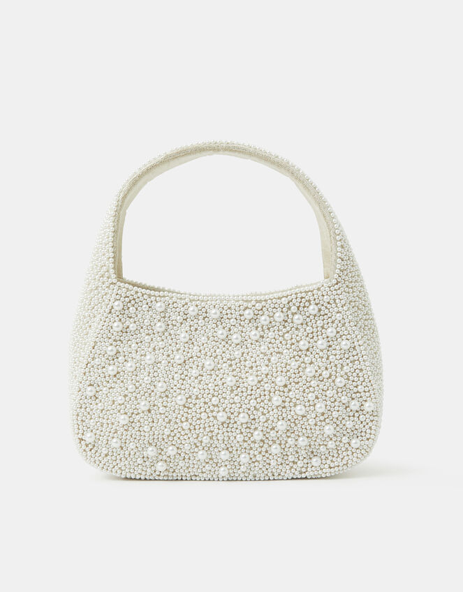 Mini Hand-Beaded Pearl Handbag, , large