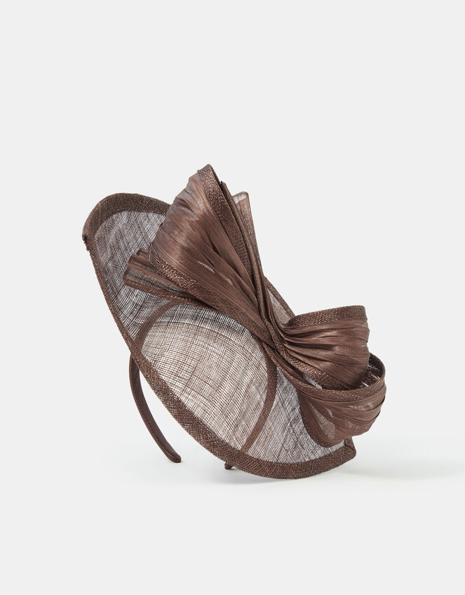 Bow Teardrop Fascinator, Brown (CHOCOLATE), large