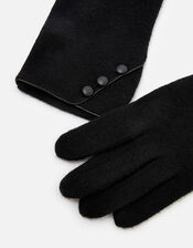 Button Detail Wool Gloves, Black (BLACK), large