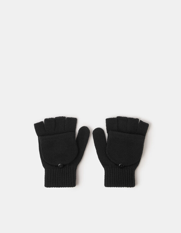 Plain Capped Gloves, Black (BLACK), large