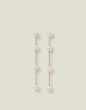 Pearl Station Long Drop Earrings, , large