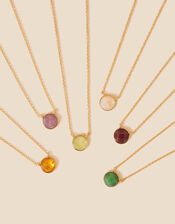 Gold-Plated Birthstone Facet Gem Pendant Necklace, Multi (BRIGHTS-MULTI), large
