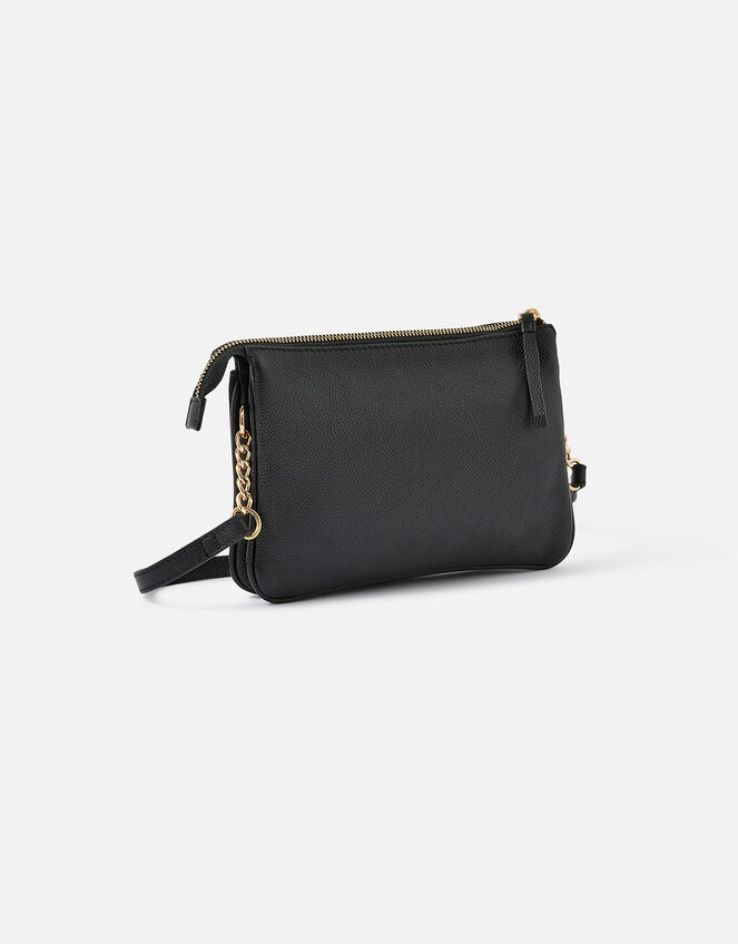 Lucie Leather Cross-Body Bag, Black (BLACK), large