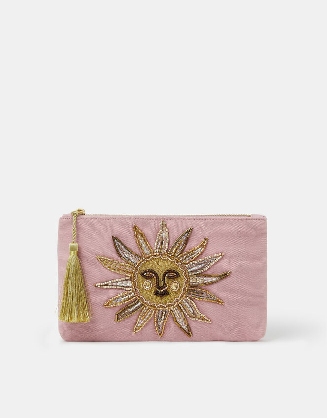 Sun Embellished Zip Pouch, , large
