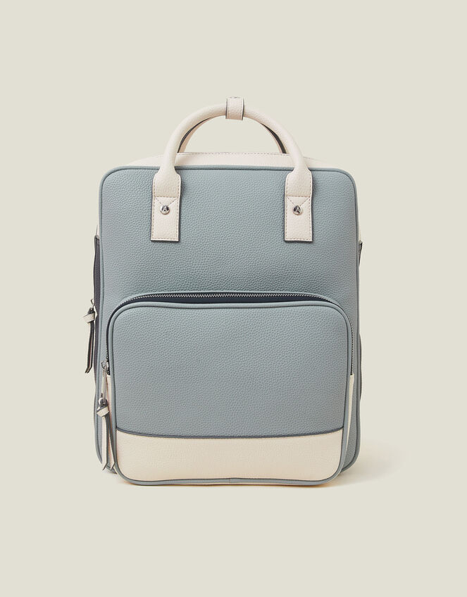 Colourblock Faux Leather Backpack, , large