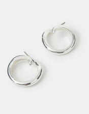 Swirl Hoop Earrings, Silver (SILVER), large
