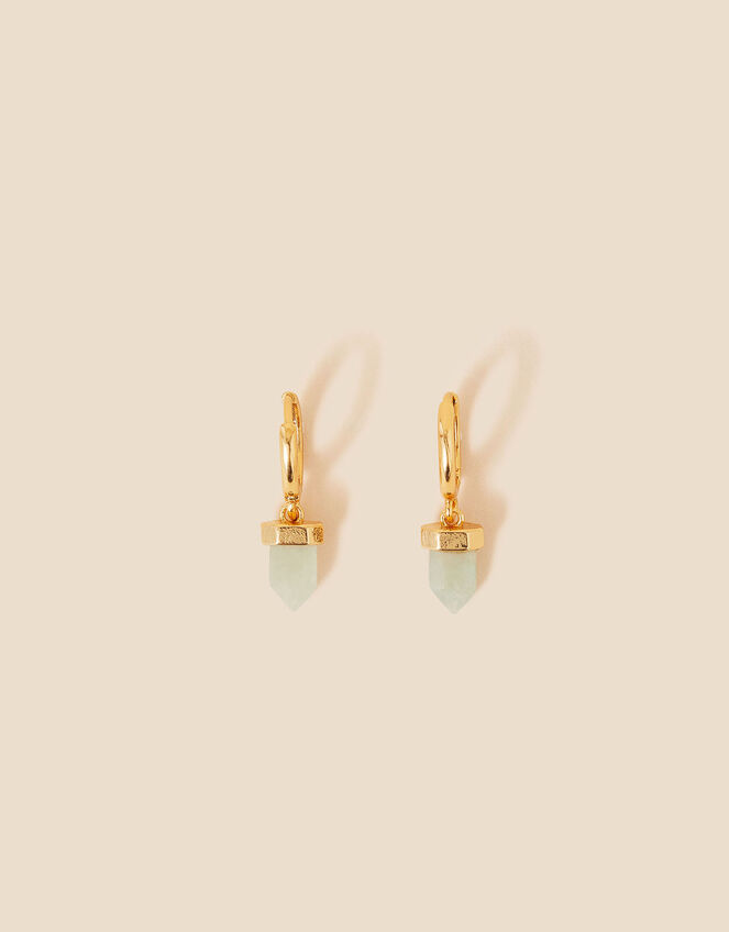 14ct Gold-Plated Aventurine Shard Earrings, , large