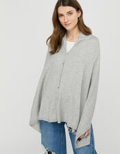 Button-Up Knitted Wrap, Grey (GREY), large