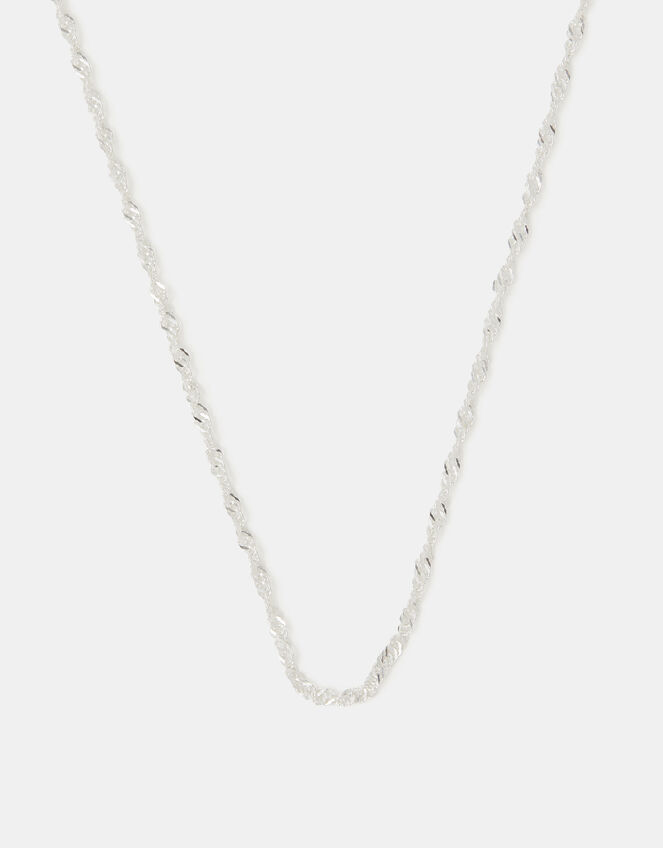Sterling Silver Twisted Chain Necklace, , large