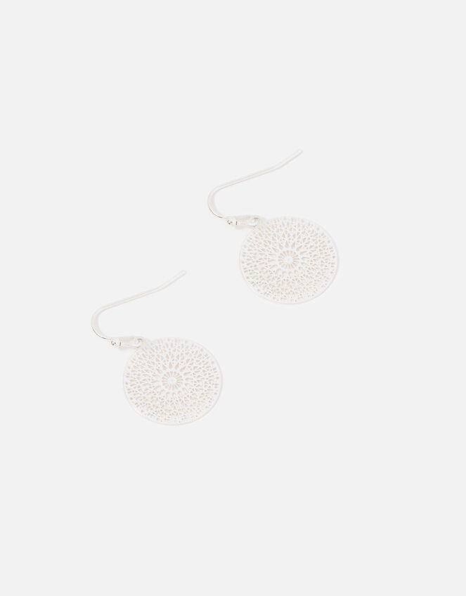 Filigree Short Drop Earrings, Silver (SILVER), large
