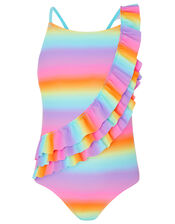 Ombre Rainbow Frill Swimsuit, Multi (BRIGHTS-MULTI), large