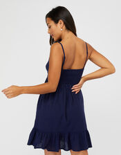 Tie Front Mini Dress, Blue (NAVY), large
