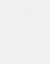 Sterling Silver Diamanté Lariat Necklace, , large