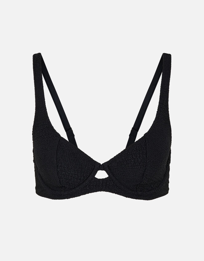 Textured Moulded Cup Bikini Top, Black (BLACK), large