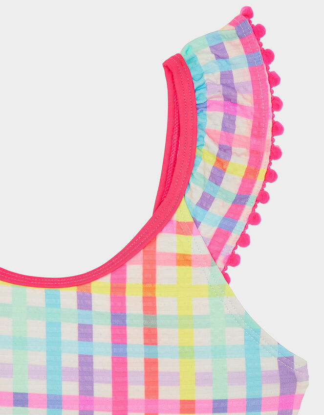 Girls Rainbow Check Swimsuit, Multi (BRIGHTS-MULTI), large