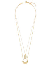 Layered Fan Pendant Necklace Set, , large