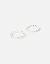 Crossover Band Rings Set of Two, Silver (SILVER), large