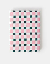 Checkerboard Embroidered Initial Notebook, Pink (PINK), large