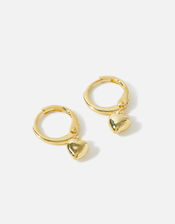 Gold-Plated Mini Puff Heart Hoops, , large