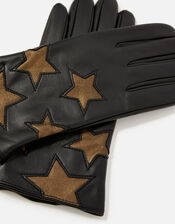 Star Leather Gloves, Black (BLACK), large