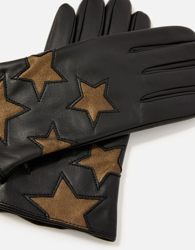 Star Leather Gloves, Black (BLACK), large