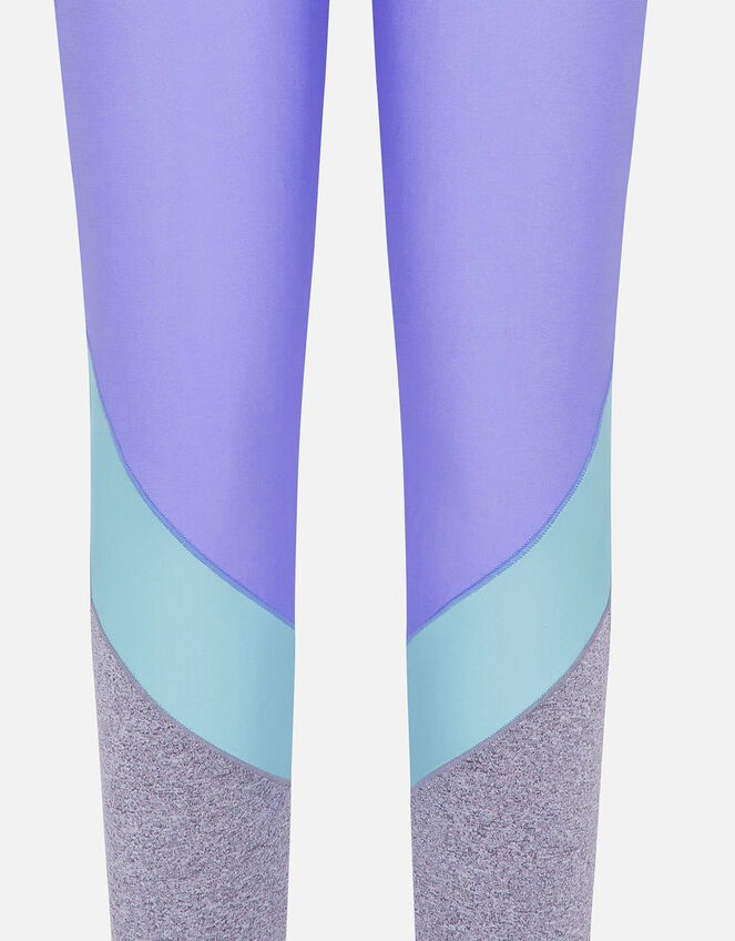 Girls Colour Block Panel Leggings, Multi (PASTEL-MULTI), large