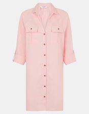 Lace Trim Beach Cover Up Shirt, Pink (PINK), large