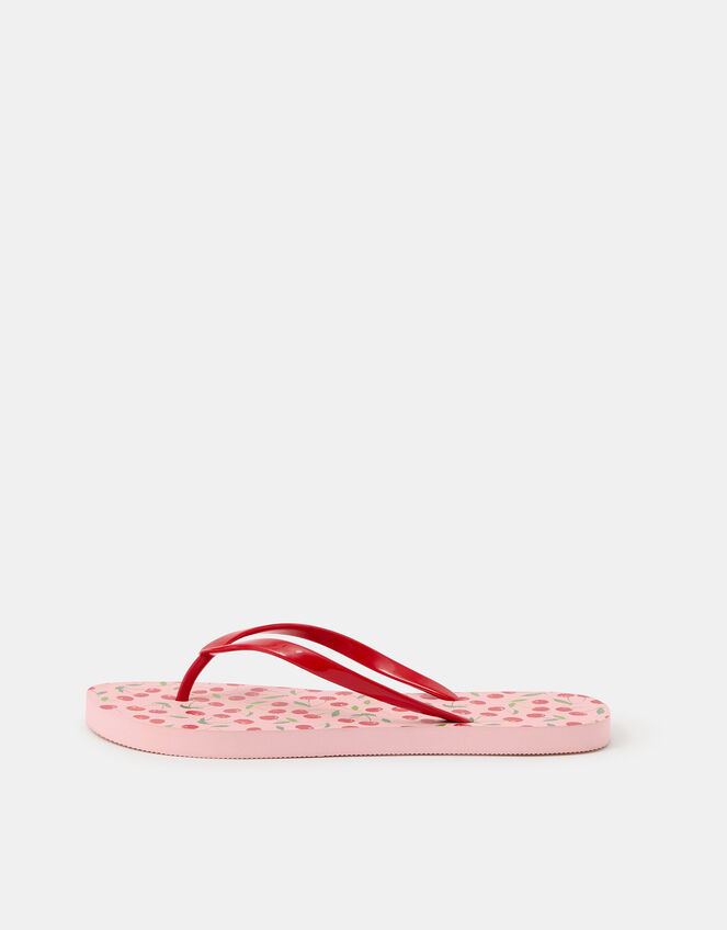 Cherry Print Flip Flops, Pink (PINK), large