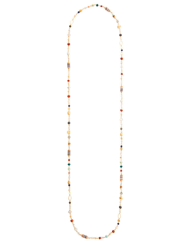 Extra Long Bead and Disc Rope Necklace, , large