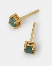 14ct Gold-Plated Aventurine Stud Earrings, , large