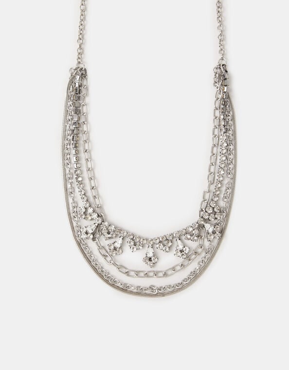 Diamante Chain Layered Necklace, , large