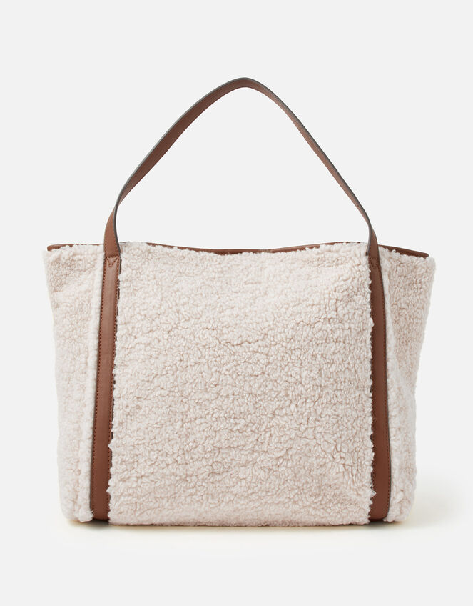 Faux Shearling Slouch Bag, , large