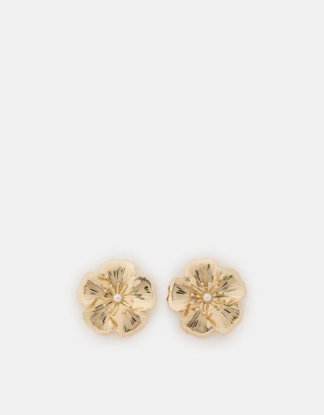 Statement Flower Stud Earrings, , large