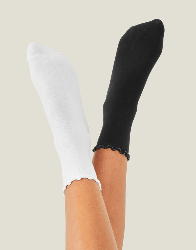 2-Pack Frill Ankle Socks, , large