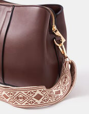 Webbing Strap Crossbody Bag , Brown (CHOCOLATE), large