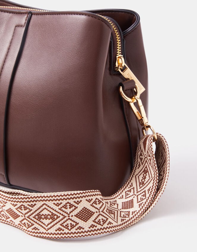 Webbing Strap Crossbody Bag , Brown (CHOCOLATE), large