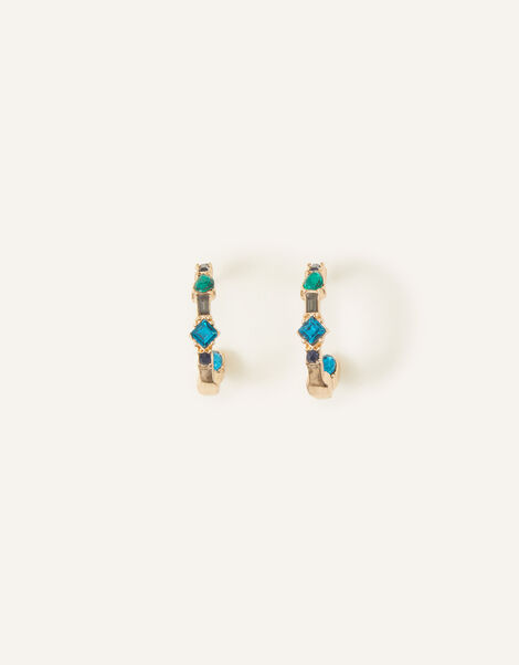 Eclectic Gem Hoop Earrings, , large