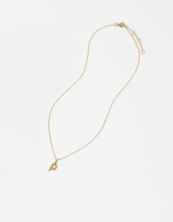Gold Vermeil Initial Pendant Necklace - P, , large