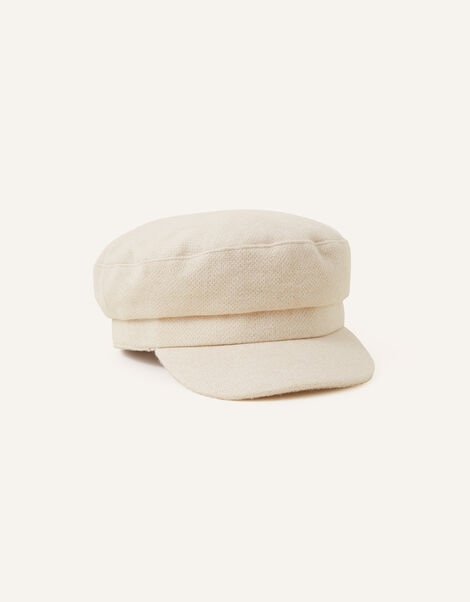 Soft Textured Baker Boy Hat, Natural (NATURAL), large