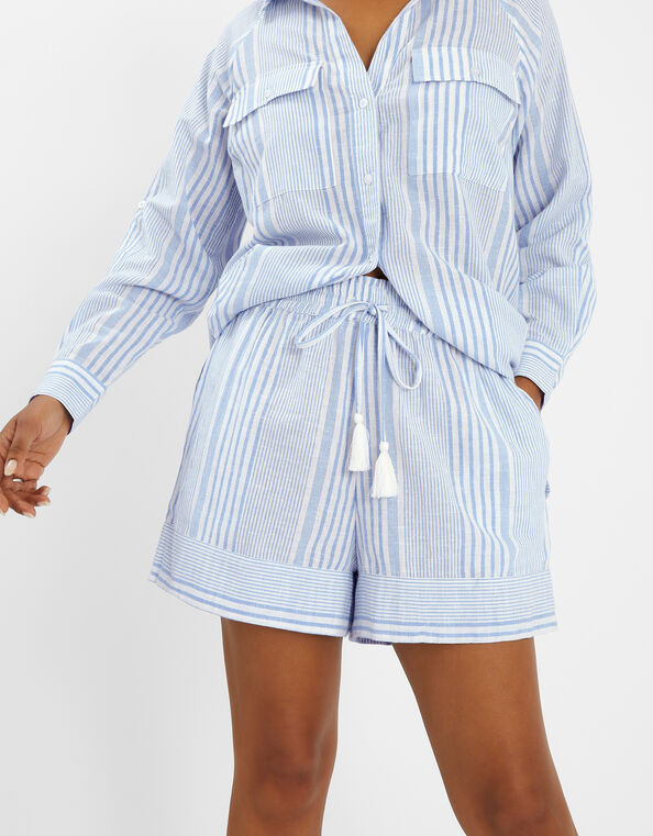 Stripe Drawstring Shorts, Blue (BLUE), large