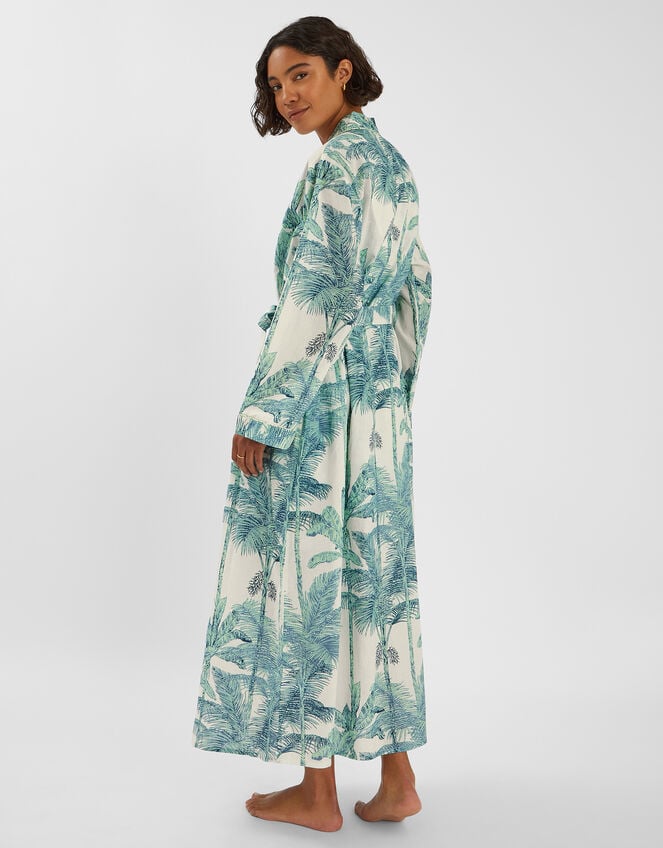 Palm Print Dressing Gown, White (WHITE), large