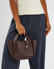 Top Handle Faux Leather Cross-Body Bag, Brown (CHOCOLATE), large