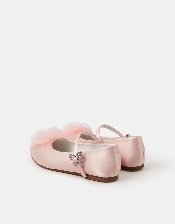 Girls Tulle Satin Ballet Flats, Pink (PINK), large