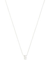 Sterling Silver Sparkle Initial Necklace - E, , large
