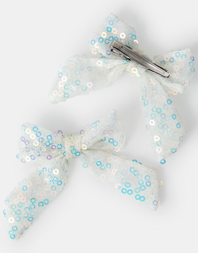 2-Pack Girls Sequin Bow Hair Clips, , large
