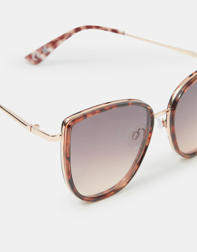 Oversized Cat Eye Tort Sunglasses, , large