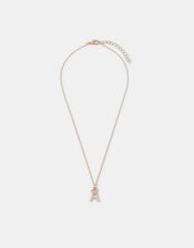 Girls Butterfly Initial Pendant Necklace, Pink (PINK), large