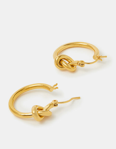 Stainless Steel Knot Hoop Earrings, , large
