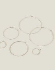 3-Pack Hoop Earrings, Silver (SILVER), large